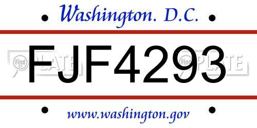 FJF4293 District Of Columbia License Plate