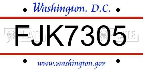 FJK7305 District Of Columbia License Plate