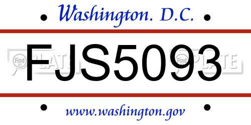 FJS5093 District Of Columbia License Plate