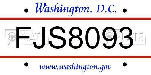 FJS8093 District Of Columbia License Plate
