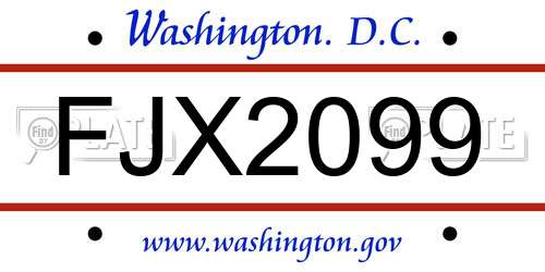 FJX2099 District Of Columbia License Plate