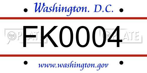 FK0004 District Of Columbia License Plate