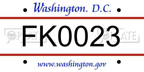 FK0023 District Of Columbia License Plate