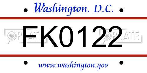 FK0122 District Of Columbia License Plate