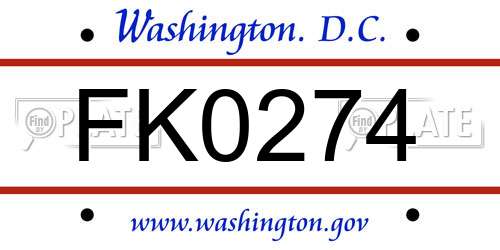 FK0274 District Of Columbia License Plate