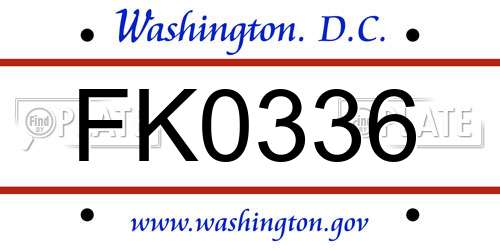 FK0336 District Of Columbia License Plate