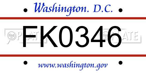 FK0346 District Of Columbia License Plate
