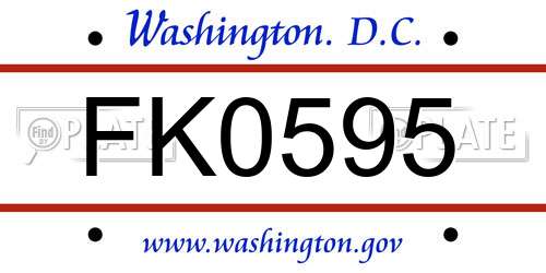 FK0595 District Of Columbia License Plate