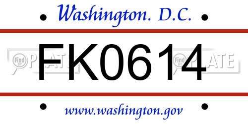 FK0614 District Of Columbia License Plate