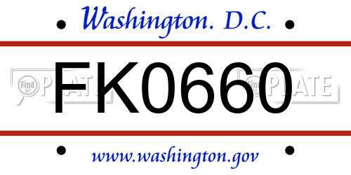 FK0660 District Of Columbia License Plate