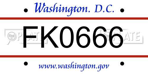 FK0666 District Of Columbia License Plate