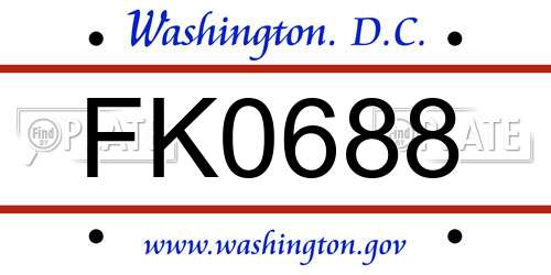 FK0688 District Of Columbia License Plate