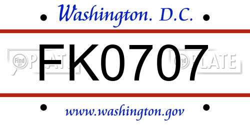FK0707 District Of Columbia License Plate
