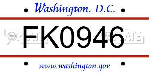 FK0946 District Of Columbia License Plate