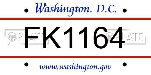 FK1164 District Of Columbia License Plate