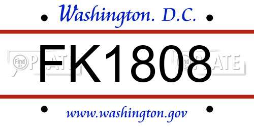FK1808 District Of Columbia License Plate