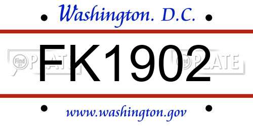 FK1902 District Of Columbia License Plate