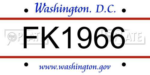 FK1966 District Of Columbia License Plate