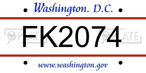 FK2074 District Of Columbia License Plate