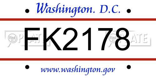 FK2178 District Of Columbia License Plate