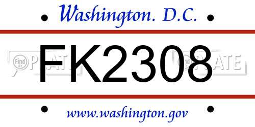 FK2308 District Of Columbia License Plate