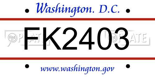FK2403 District Of Columbia License Plate