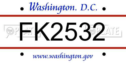 FK2532 District Of Columbia License Plate