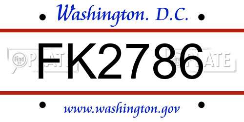 FK2786 District Of Columbia License Plate