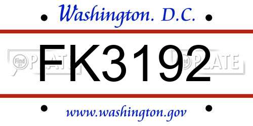 FK3192 District Of Columbia License Plate