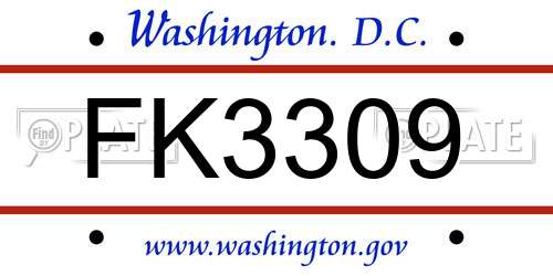 FK3309 District Of Columbia License Plate