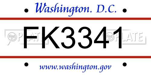 FK3341 District Of Columbia License Plate