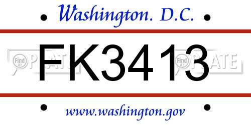 FK3413 District Of Columbia License Plate