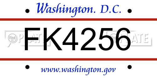 FK4256 District Of Columbia License Plate