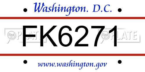 FK6271 District Of Columbia License Plate