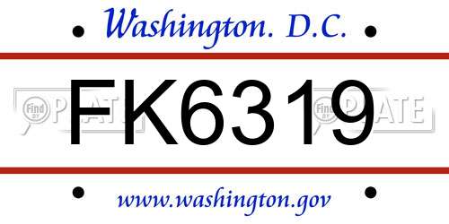 FK6319 District Of Columbia License Plate