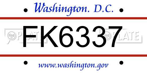 FK6337 District Of Columbia License Plate