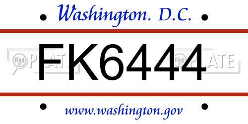 FK6444 District Of Columbia License Plate