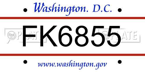 FK6855 District Of Columbia License Plate