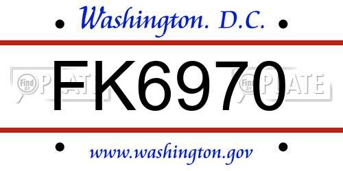 FK6970 District Of Columbia License Plate