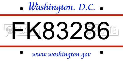 FK83286 District Of Columbia License Plate