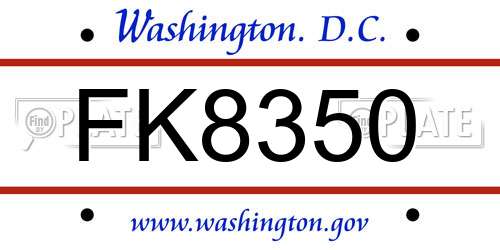 FK8350 District Of Columbia License Plate