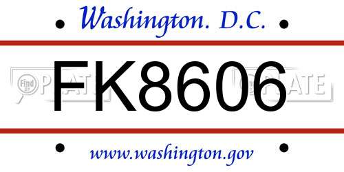 FK8606 District Of Columbia License Plate