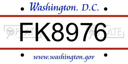 FK8976 District Of Columbia License Plate