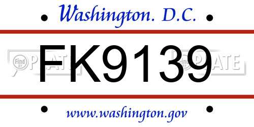 FK9139 District Of Columbia License Plate