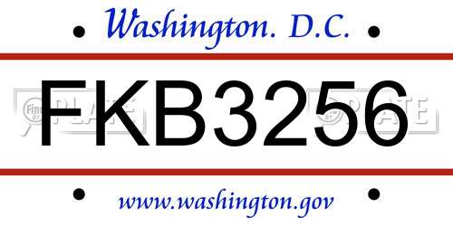FKB3256 District Of Columbia License Plate