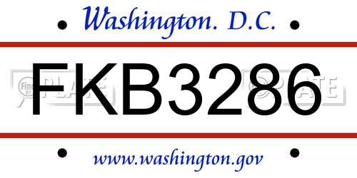 FKB3286 District Of Columbia License Plate