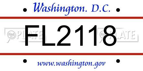 FL2118 District Of Columbia License Plate
