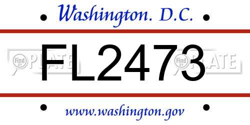 FL2473 District Of Columbia License Plate