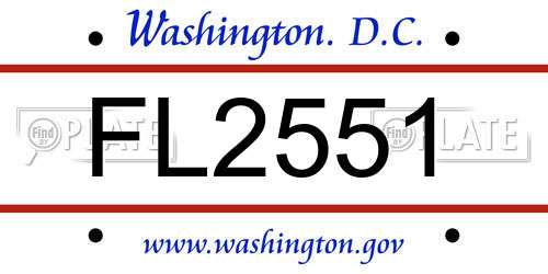 FL2551 District Of Columbia License Plate
