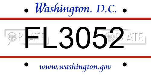 FL3052 District Of Columbia License Plate